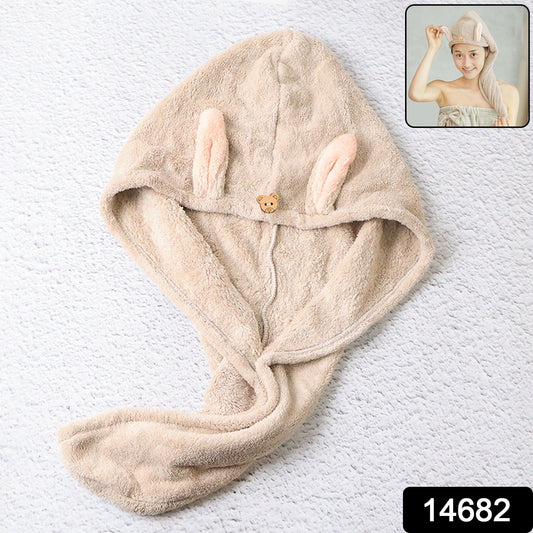 Cute Animal Ear Hooded Hair Drying Towel Wrap (1 Pc) Your Brand