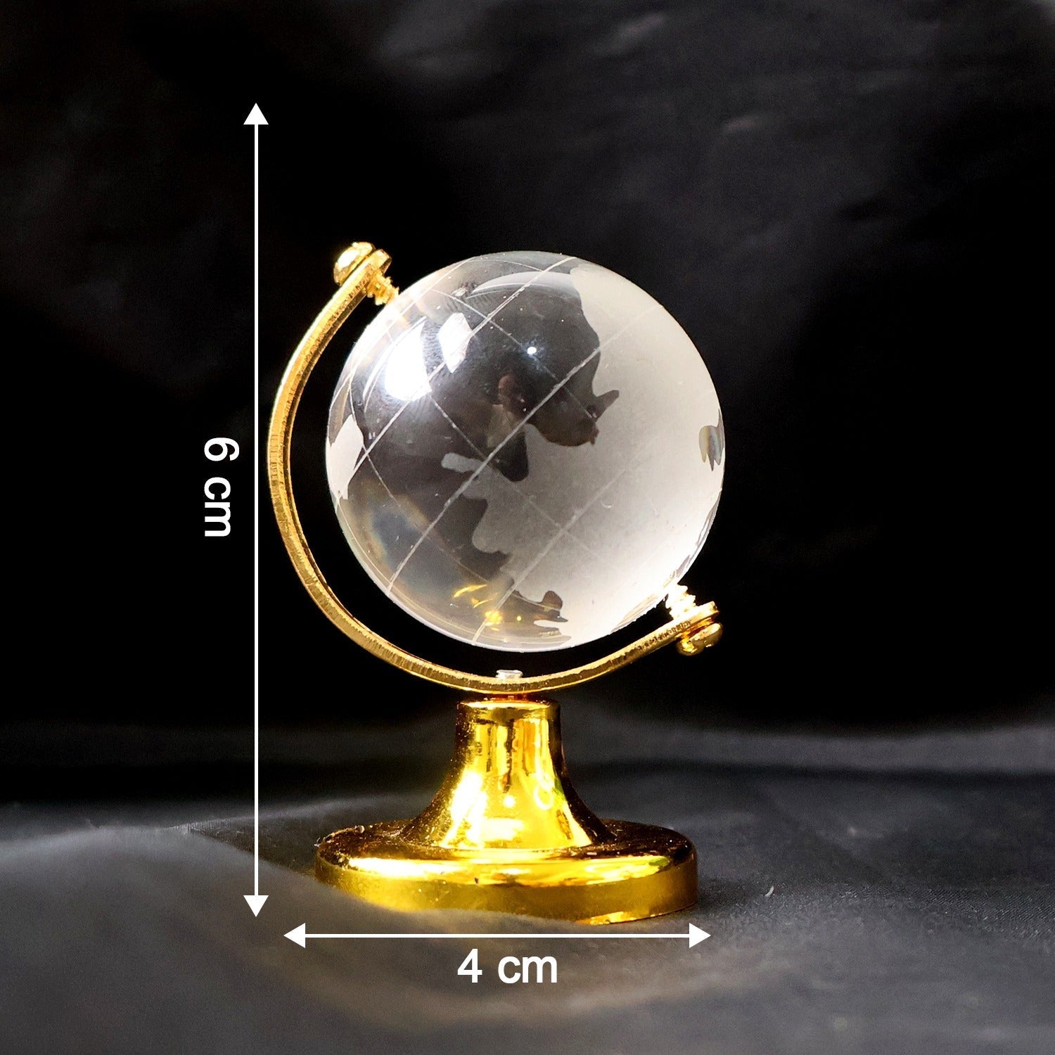 Small Crystal Globe Table Showpiece with Golden Stand (1 Pc) Your Brand
