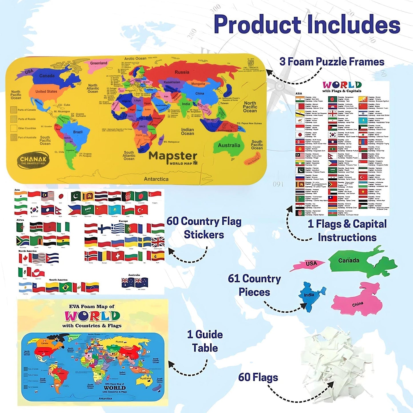 Aditi Mapster World Map EVA Foam Puzzle Set Your Brand