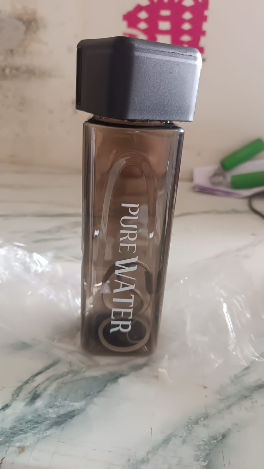 Premium 450ml Square Shape Plastic Water Bottle (1 Pc) Your Brand