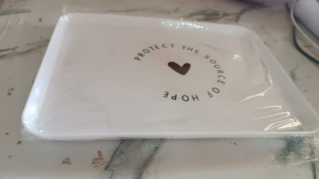 Elegant Printed Plastic Serving Tray with Motivational Quote Your Brand