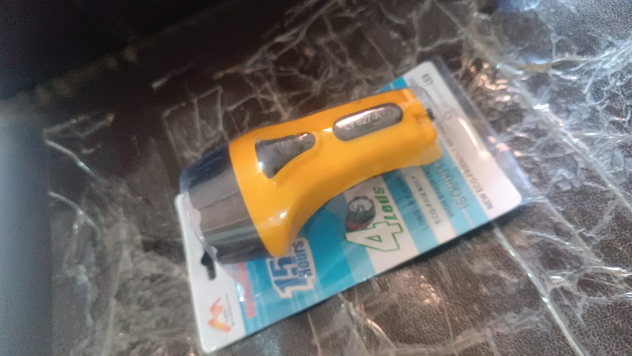 Rechargeable LED Torch Flashlight – High-Power Handheld Emergency Light with Built-in Plug Your Brand