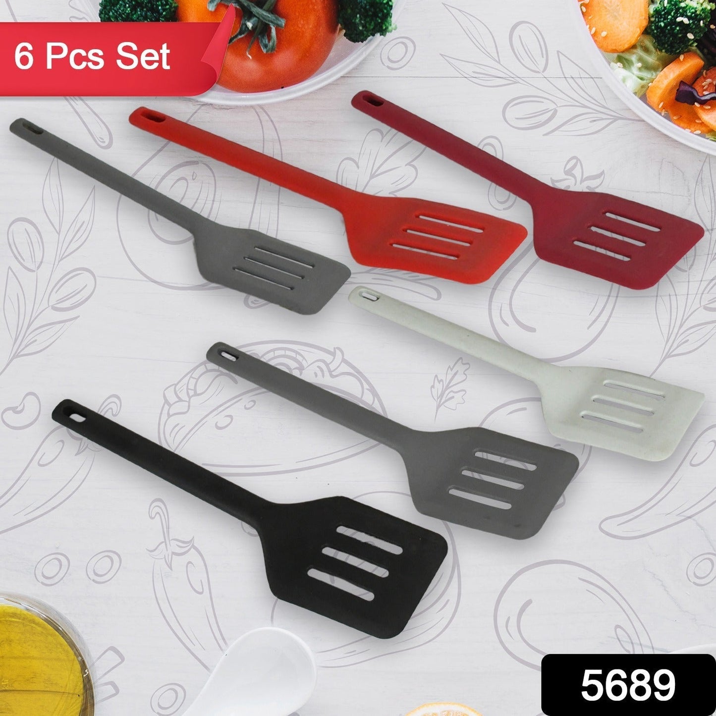 Multipurpose Silicone Spoon, Silicone Basting Spoon Non-Stick Kitchen Utensils Household Gadgets Heat-Resistant Non Stick Spoons Kitchen Cookware Items For Cooking and Baking (6 Pcs Set) Your Brand