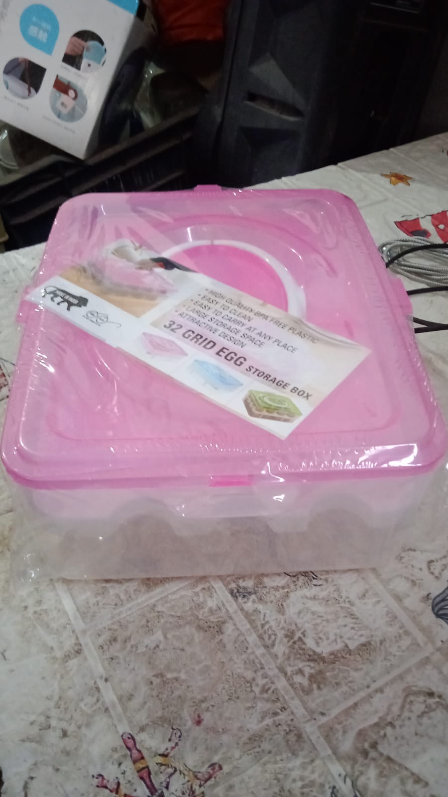 2Layer, 32 Grid Egg Tray with Lid Egg Carrier Holder for Refrigerator, Camping Food Storage Container with Handle (1 Pc ) Your Brand