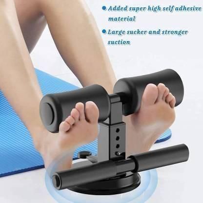 Adjustable abs crunch bar with strong suction and self-adhesive base securing feet during workouts