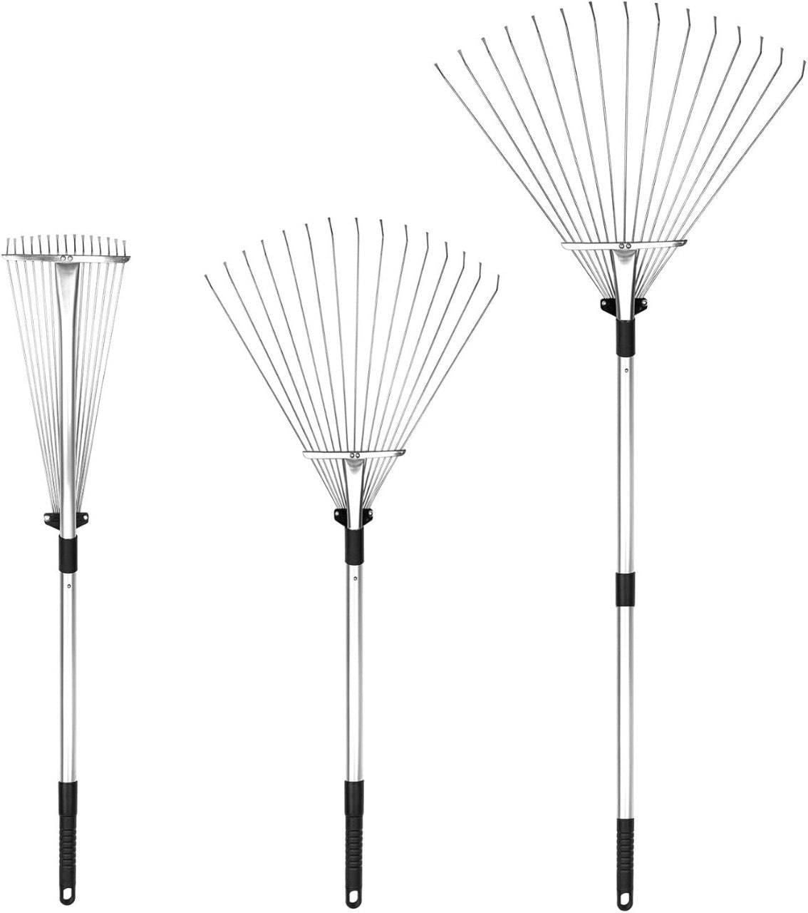 Adjustable metal garden leaf rake by THE GIR FARMER, the best tool for cleaning garden leaves