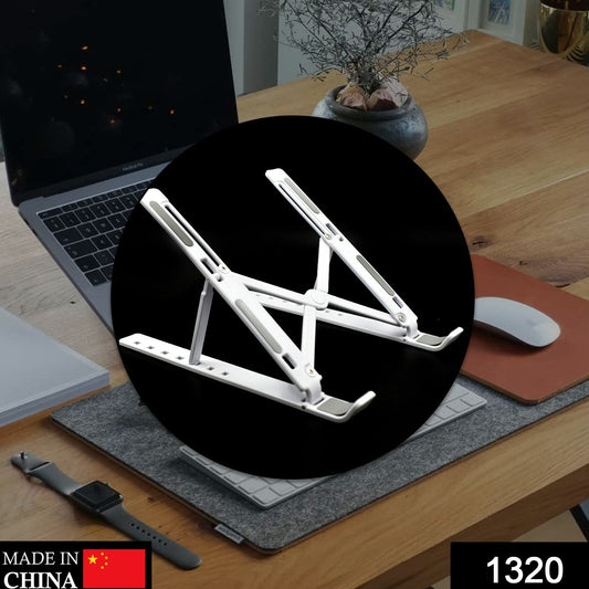 Adjustable laptop stand for 14 inch computers with ergonomic design on a modern desk