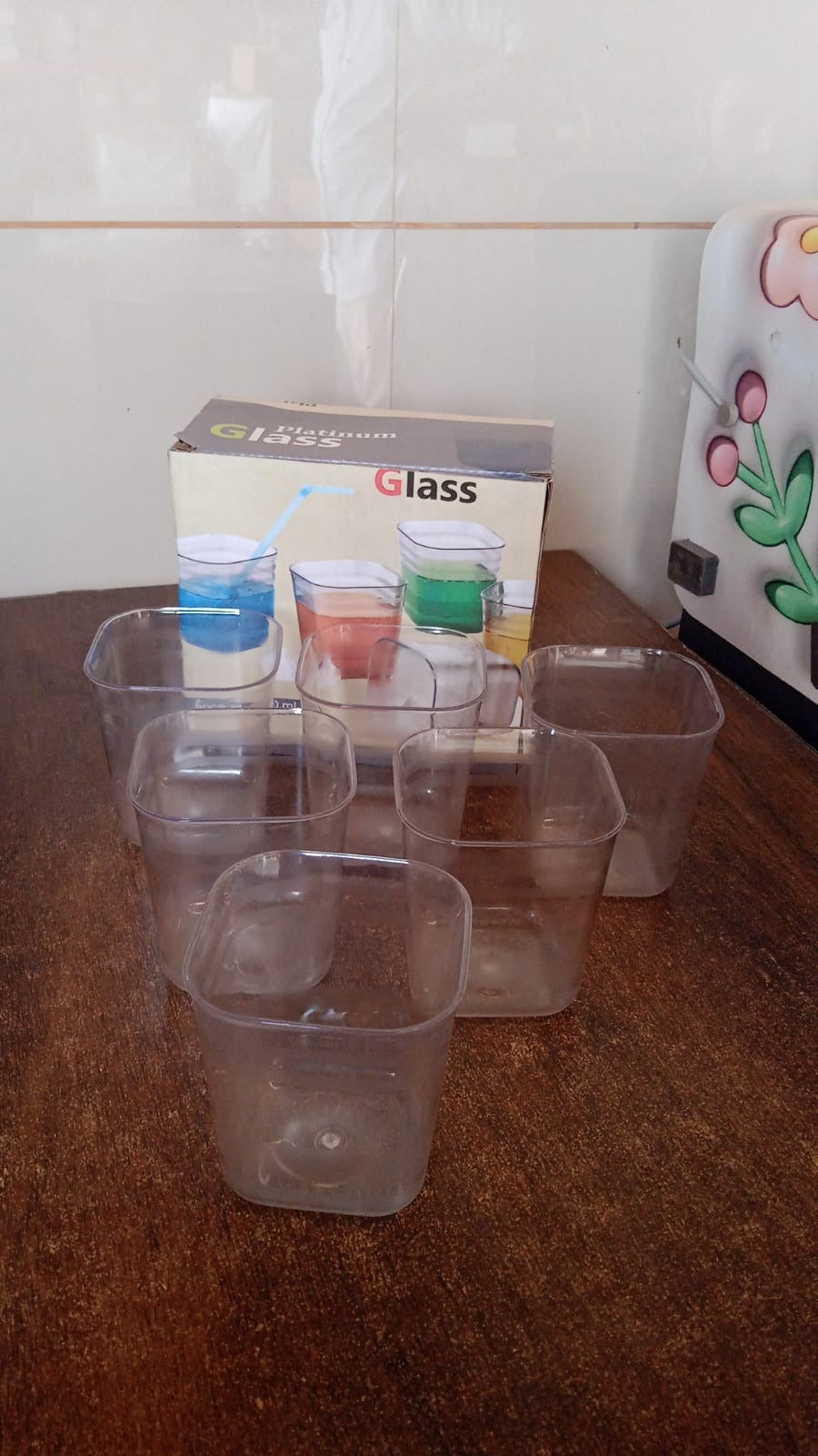 6pc Transparent Diamond Medium Serving Glass Set, Glass Set for Water, Juice etc Your Brand
