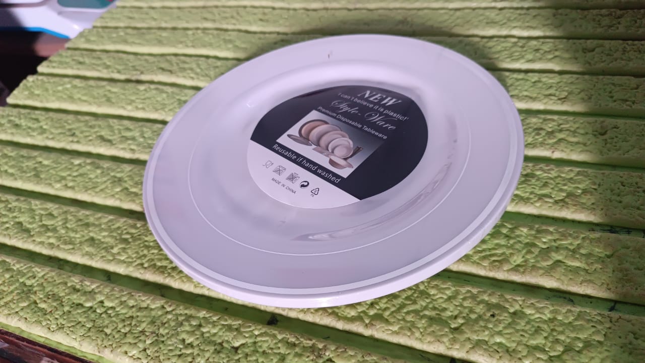Round Plastic Dinner Plates Wedding Birthday Party Tableware Supplies (6 Pcs Set) Your Brand