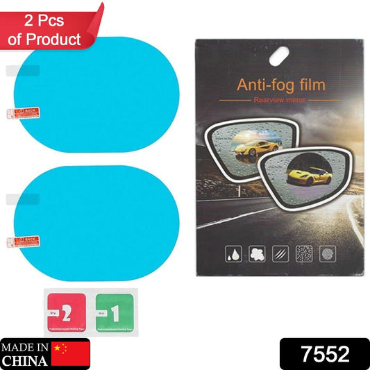 Anti-fog rearview mirror film kit with two blue sheets for clear visibility in all weather