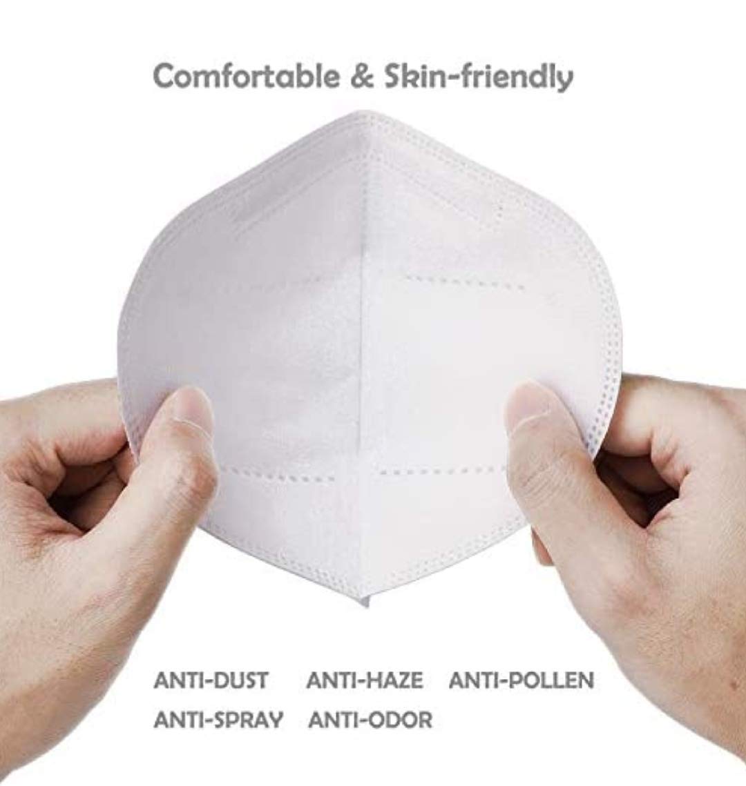 Your Brand anti pollution face mask shown being held, highlighting its comfortable and skin-friendly design