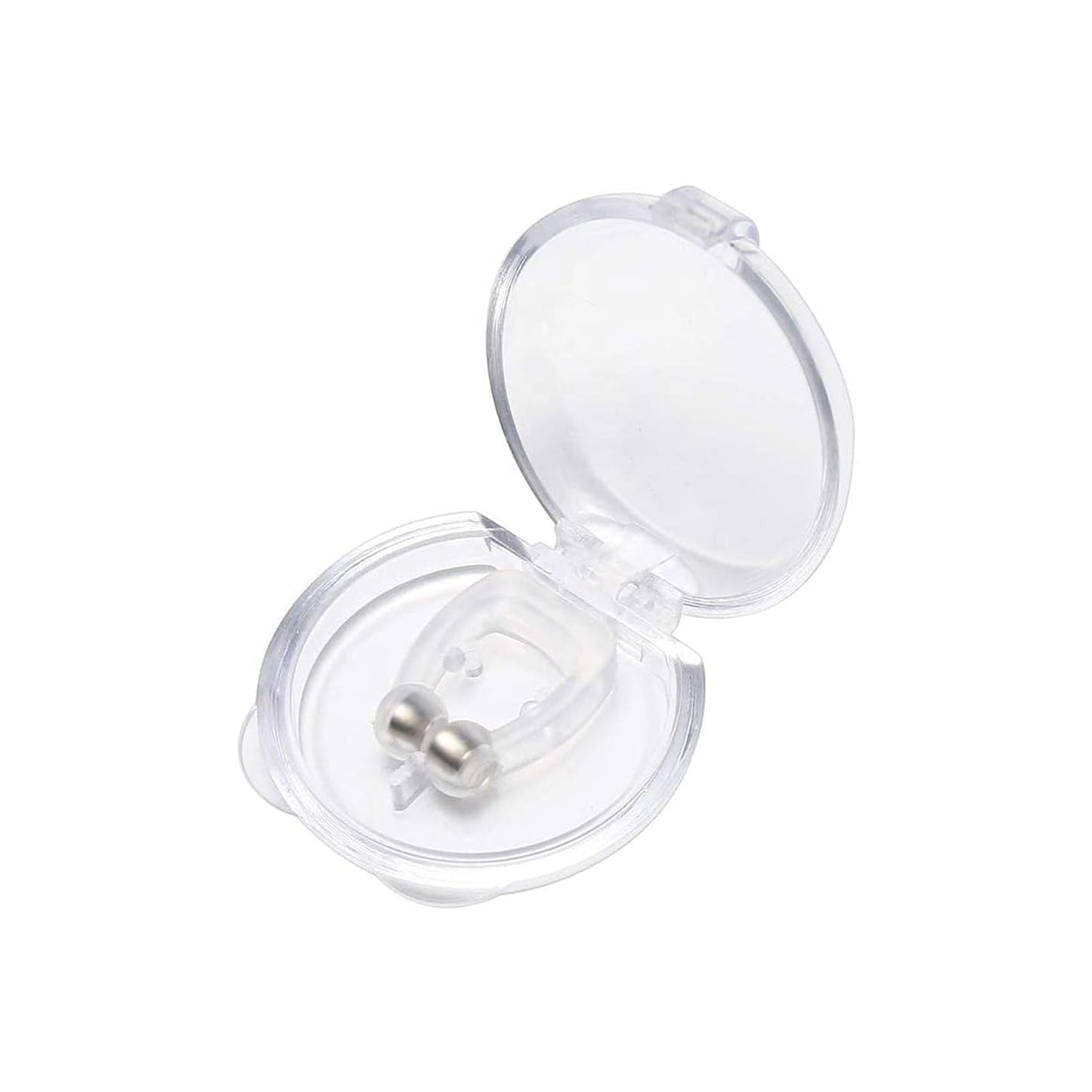 Anti snore magnetic nose clip in a clear case for comfortable sleep support