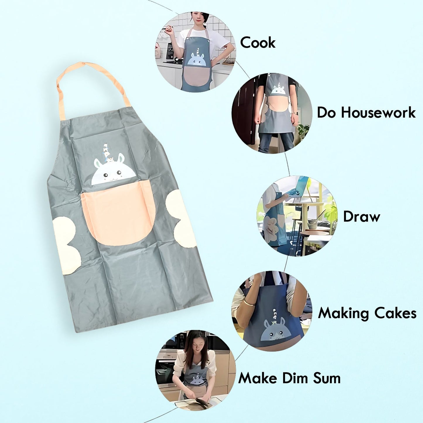 Cute Cartoon Animal Design Kitchen Apron (1 Pc) Your Brand