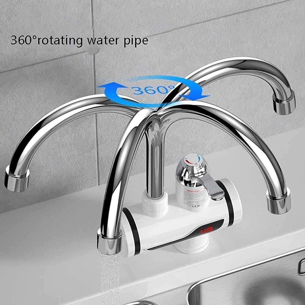 THE GIR FARMER chrome 360 degree rotating dual spout sink faucet with single lever and instant electric water heater faucet