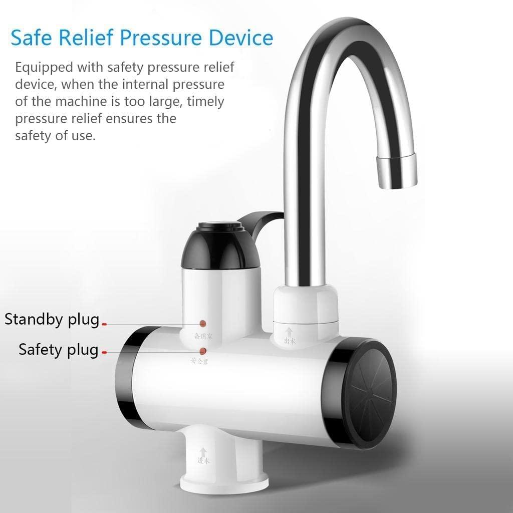 instant electric water heater faucet white chrome with safe pressure relief device and safety plugs