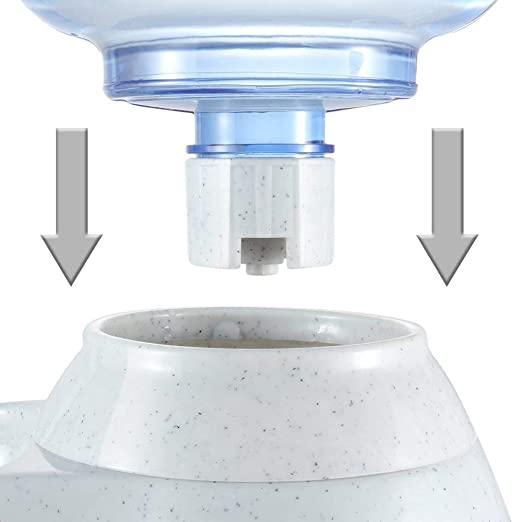 THE GIR FARMER automatic pet water dispenser with detachable blue water container and speckled white base