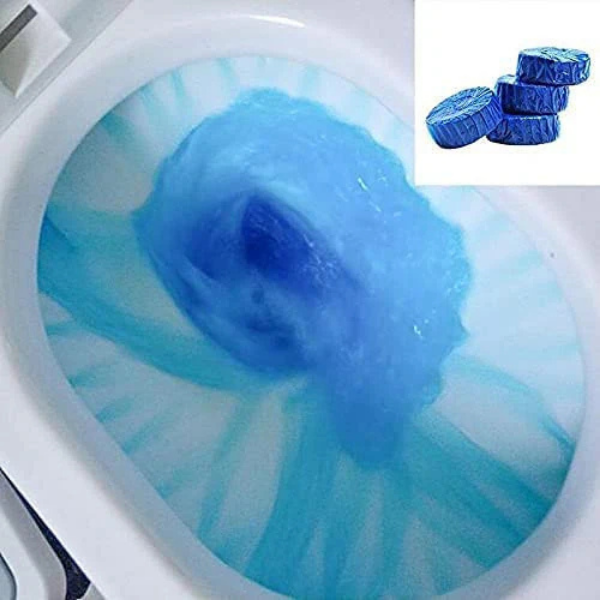 Amd-Deodap automatic toilet bowl cleaner tablets dissolving and cleaning toilet bowl with blue cleaning solution