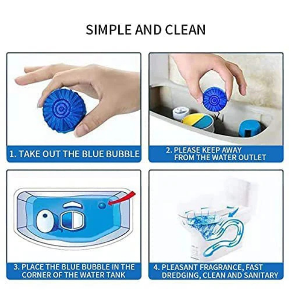 Step-by-step instructions for using automatic toilet bowl cleaner tablets with blue bubble in toilet tank