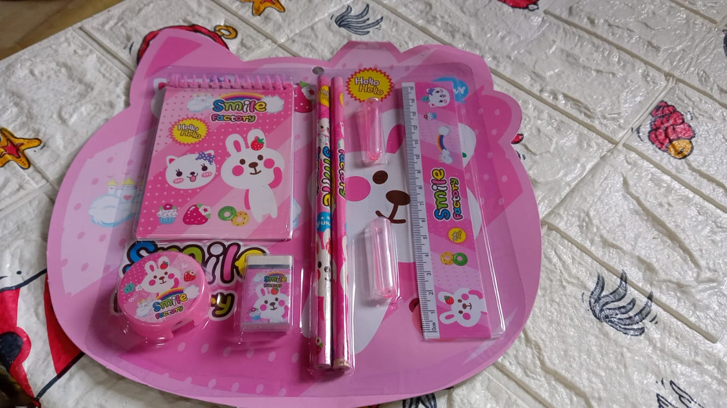 8 in1 Mix Stationery Gift Set for Kids, Stationary Set Including Pencil Ruler Rubber Pencil Sharpener, Pencil Cover, School, Office Product Gift Your Brand