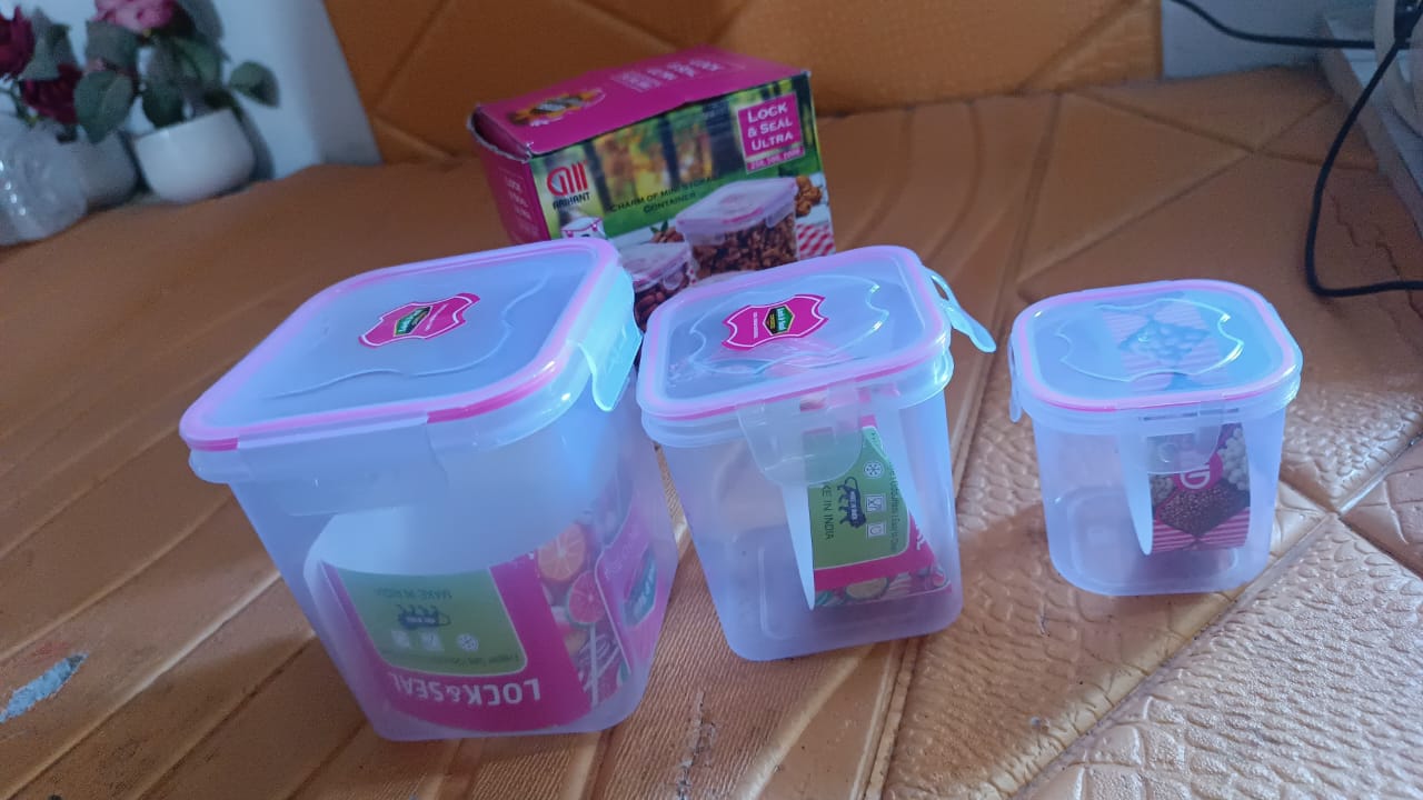 Kitchen Storage Container Set Of 3 Pcs (250, 500, 1000 ML) Your Brand