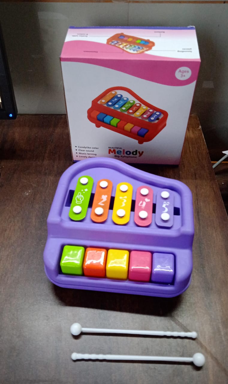 2 in 1 Baby Piano Xylophone Toy for Toddlers, 5 Multicolored Key Keyboard Xylophone Piano, Preschool Educational Musical Learning Instruments Toy for Baby Kids Girls Boys 3+ Years (1 Pc) Your Brand