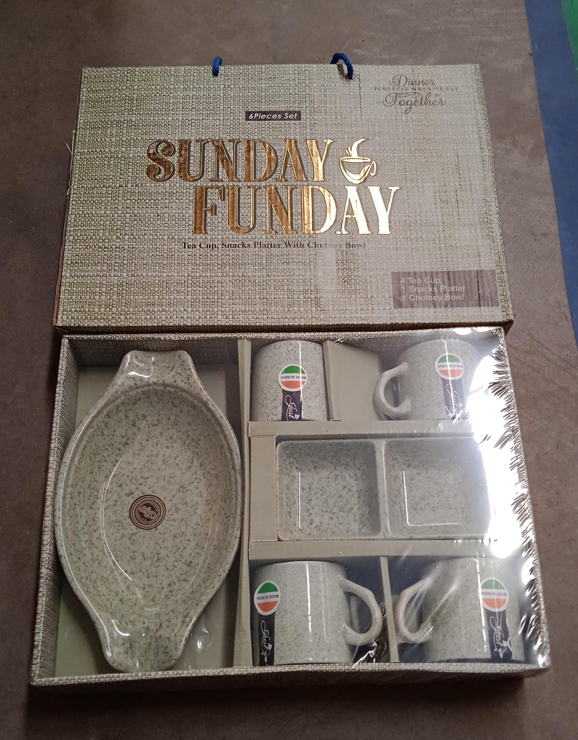 Sunday Funday 6-Piece Tea Set – Platter & Dual Bowl Your Brand