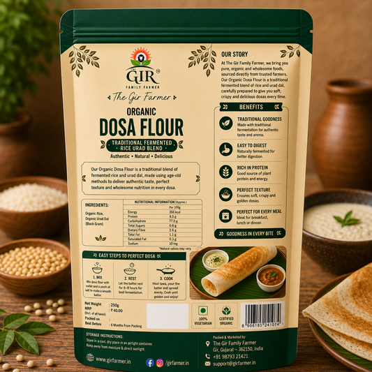 Organic Dosa Flour Traditional Fermented Rice Urad Blend | The Gir Farmer