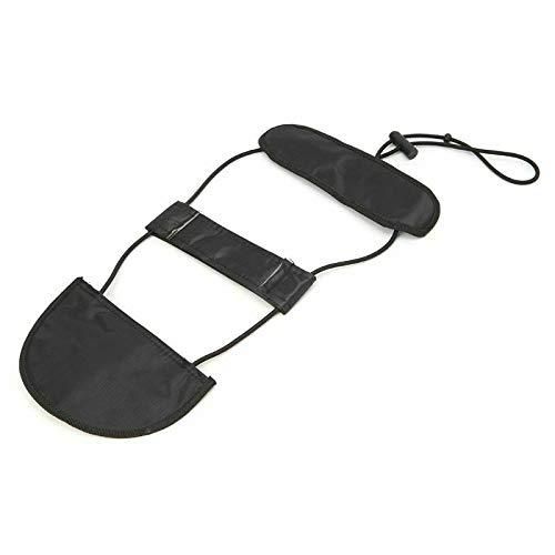 Black adjustable luggage strap with padded shoulder and end panels cord lock and durable nylon