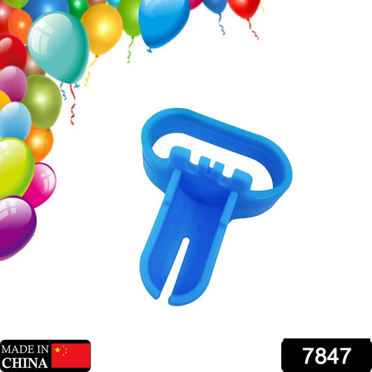 Blue balloon tying tool designed for quick and easy balloon decoration and arrangements