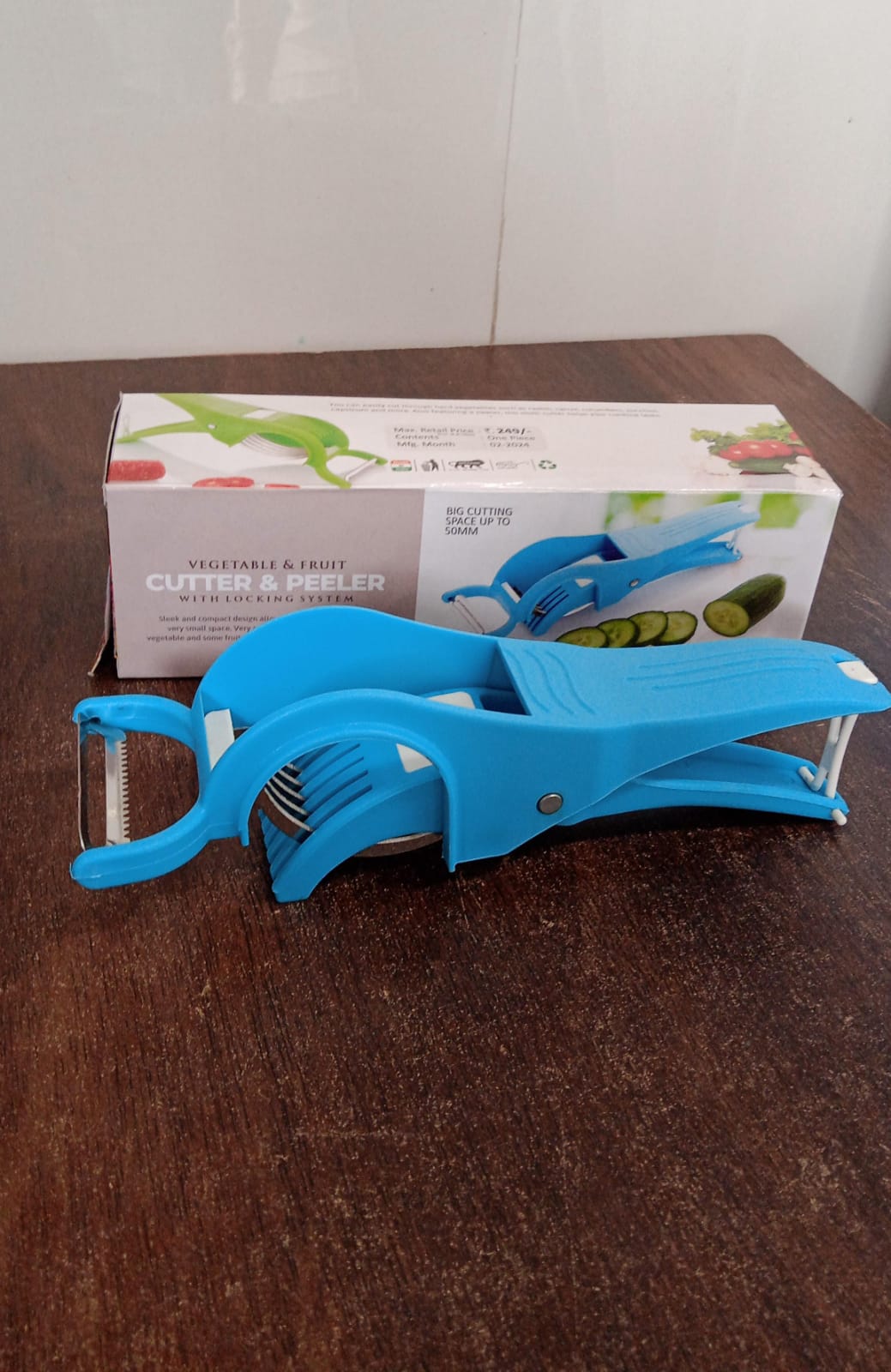 2 in 1 Vegetable & Fruit Multi Cutter 5 Blade Vegetable Cutter with Peeler (1 Pc / Multicolor) Your Brand