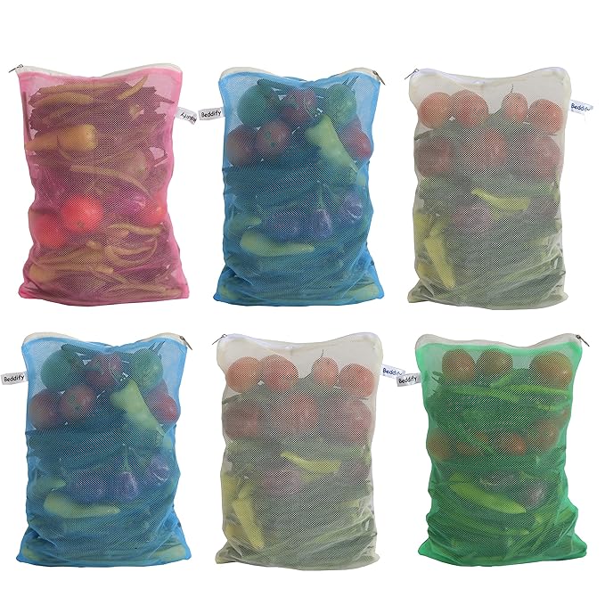 Gir Farmer fridge storage bags for vegetables in various colors holding fresh produce