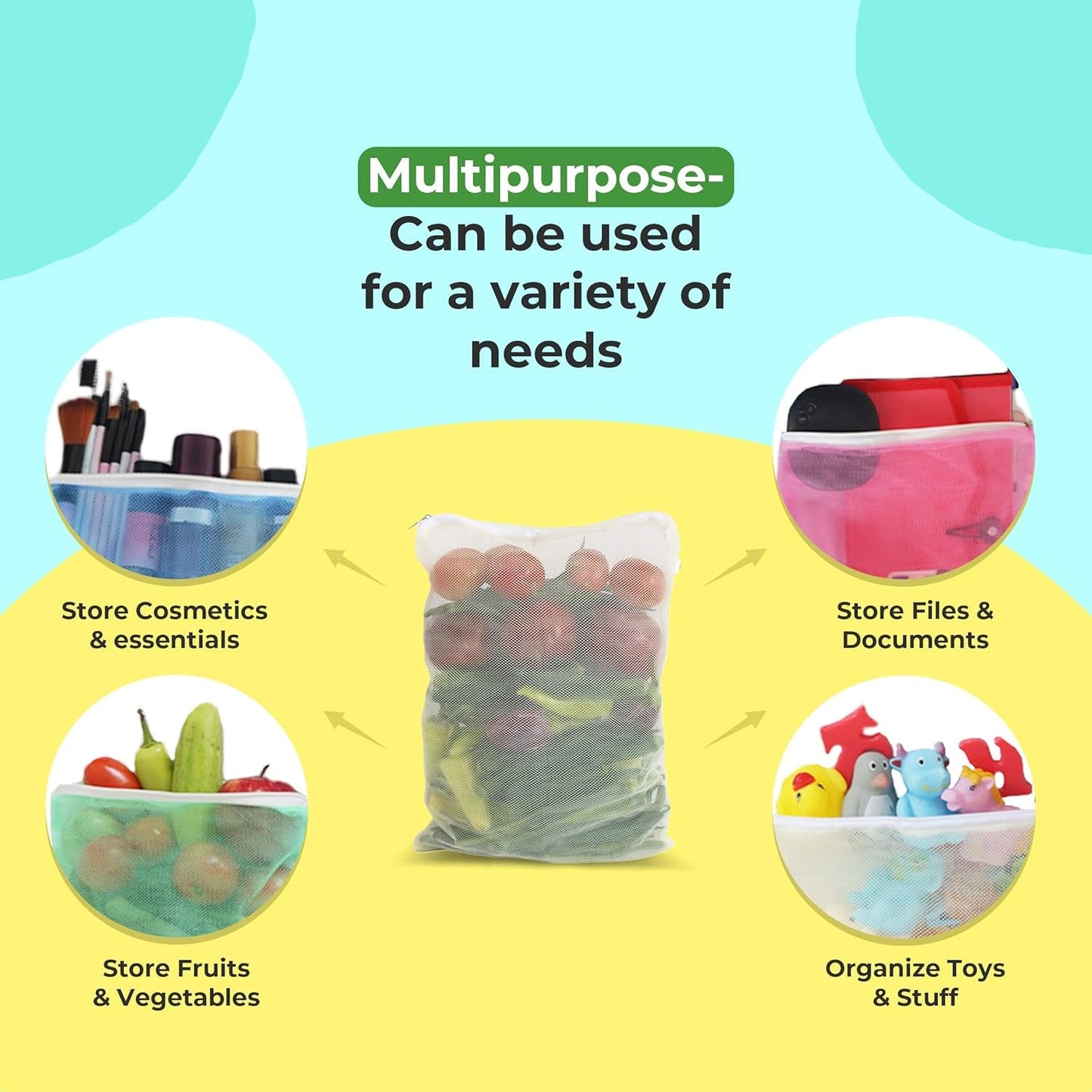 Gir Farmer multipurpose fridge storage bags for vegetables storing fruits, cosmetics, files, and toys