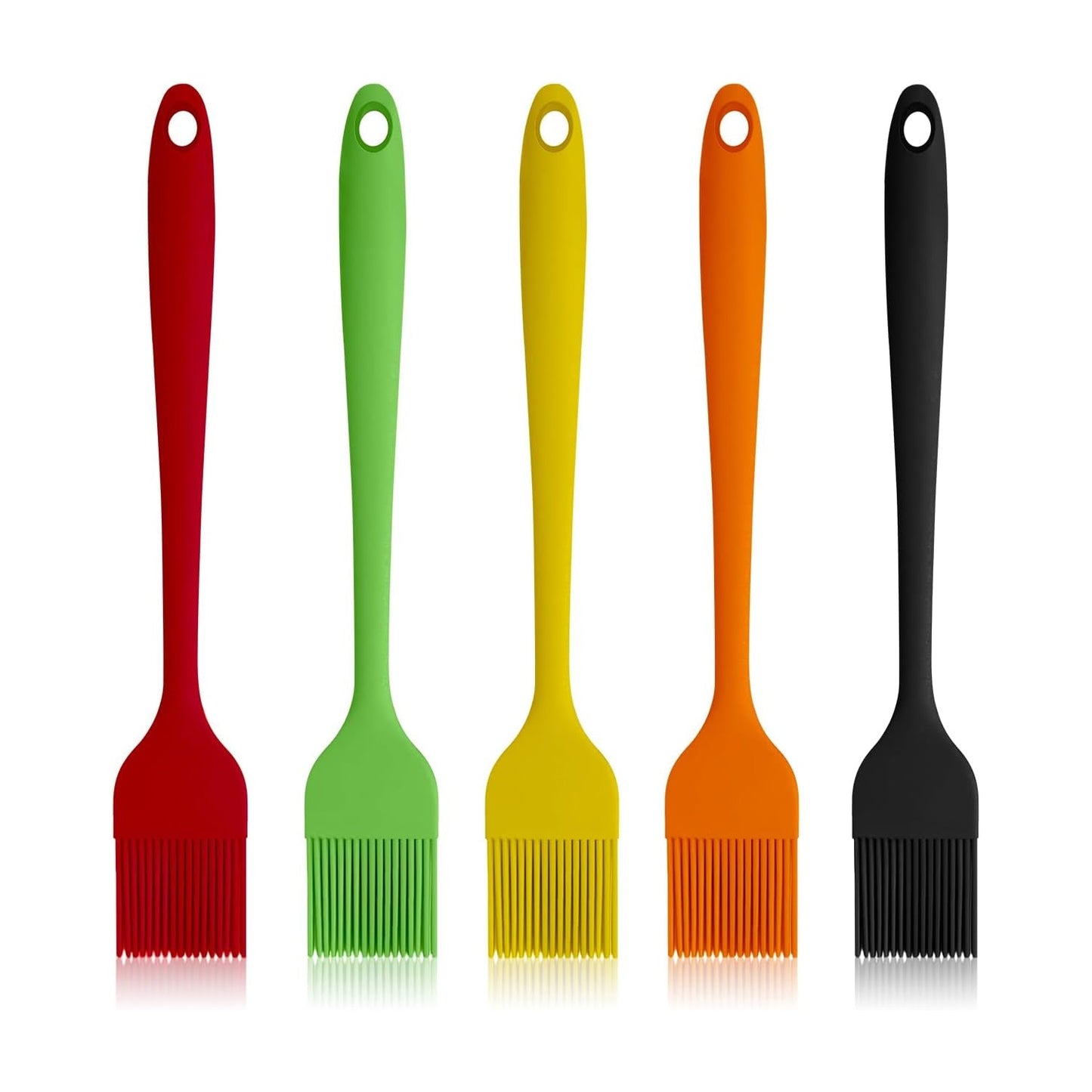 Colorful oil brushes in red green yellow orange and black for best baking basting brush use