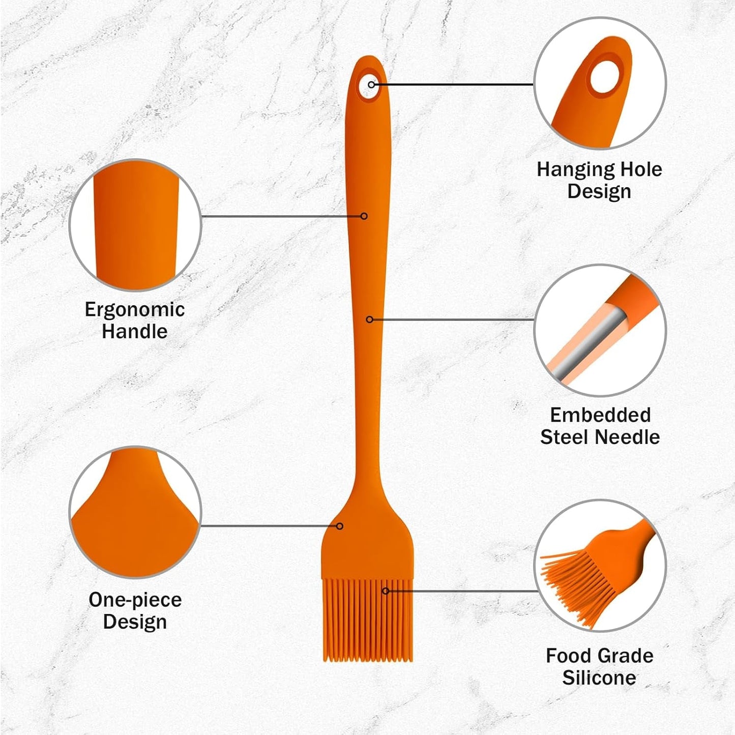 Best baking basting brush with ergonomic handle and food grade silicone bristles