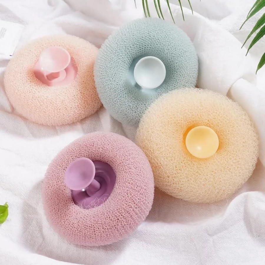 THE GIR FARMER colorful body exfoliating scrub shower tool set with soft mesh texture on white background
