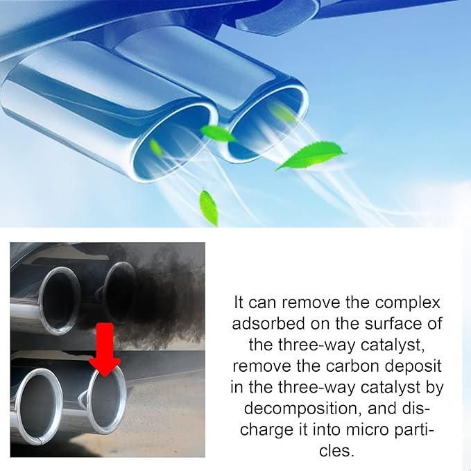 Car exhaust pipe showing before and after cleaning effect for fuel injector cleaner for cars