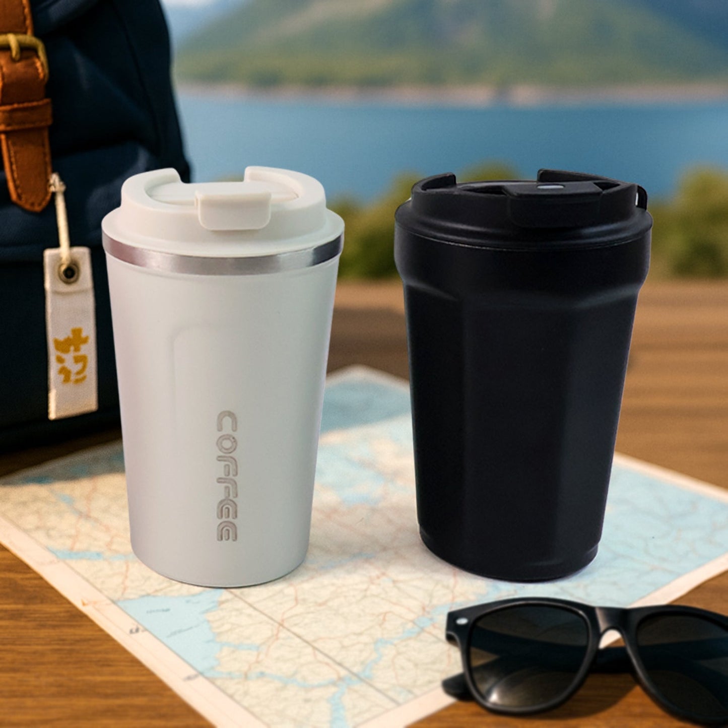 Stainless Steel Coffee Travel bottle with Lid 450 ML Approx (1 Pc) Your Brand
