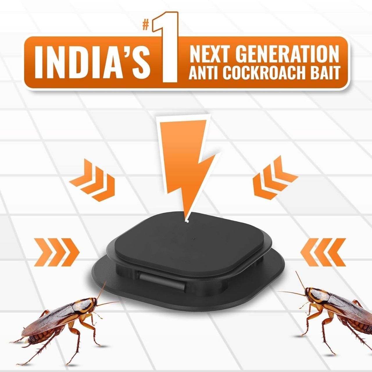 The Gir Farmer anti cockroach bait station with black design and cockroaches attracted for pest control