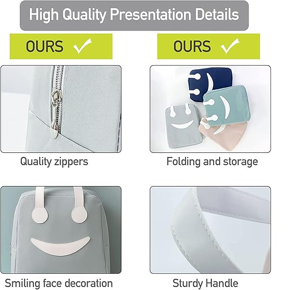 Large insulated lunch bag by THE GIR FARMER featuring quality zippers, folding storage, smiling face decoration, and sturdy handle