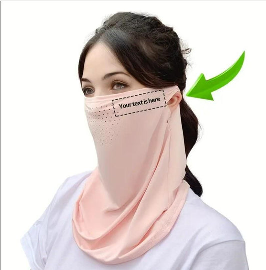 Stylish pink breathable neck length mouth mask with ear loops for comfortable all-day wear