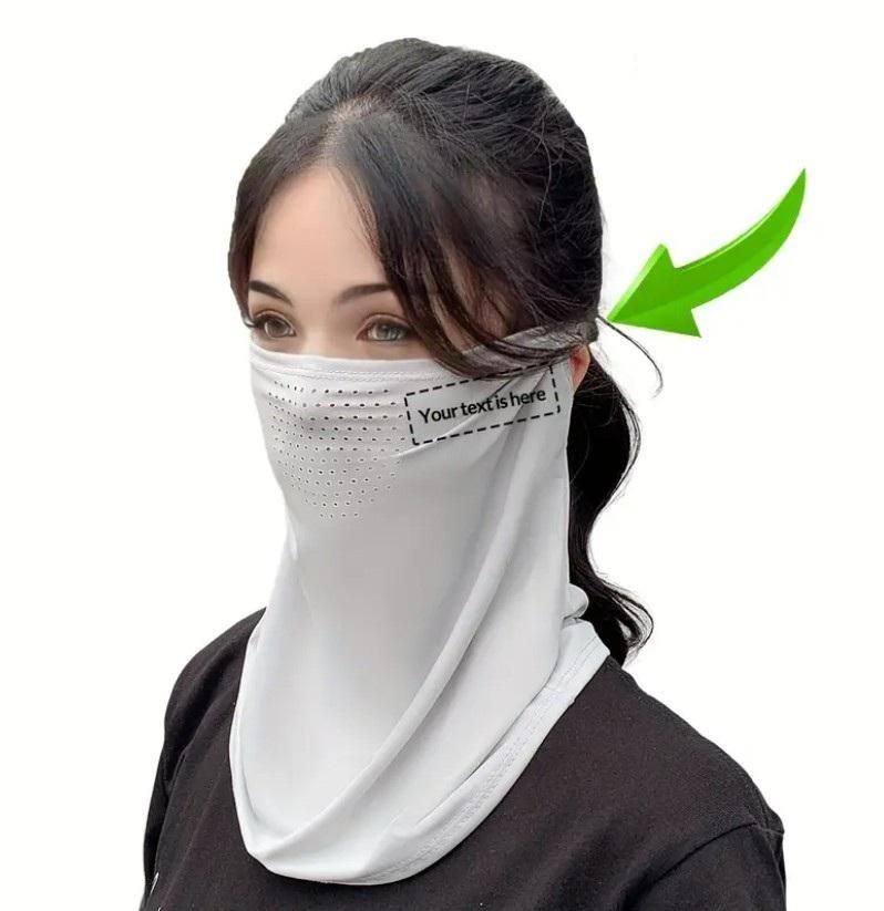 Stylish woman wearing a breathable neck length mouth mask for outdoor protection and comfort