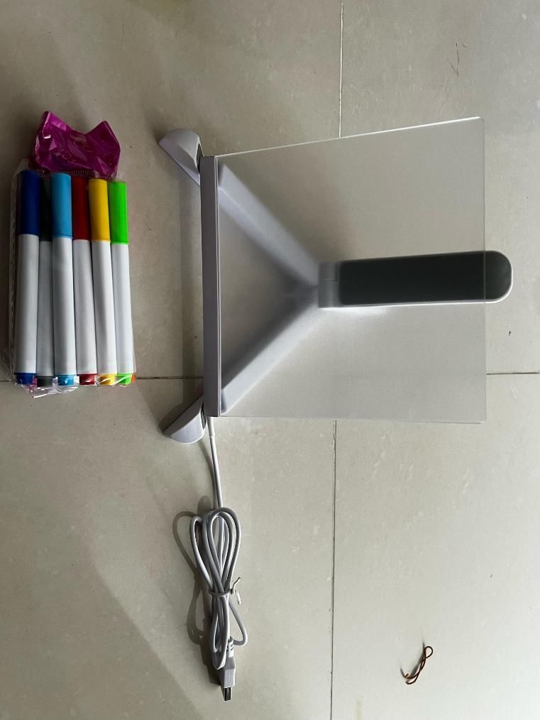 THE GIR FARMER light up drawing pad for kids transparent acrylic LED board with USB base and six colorful markers