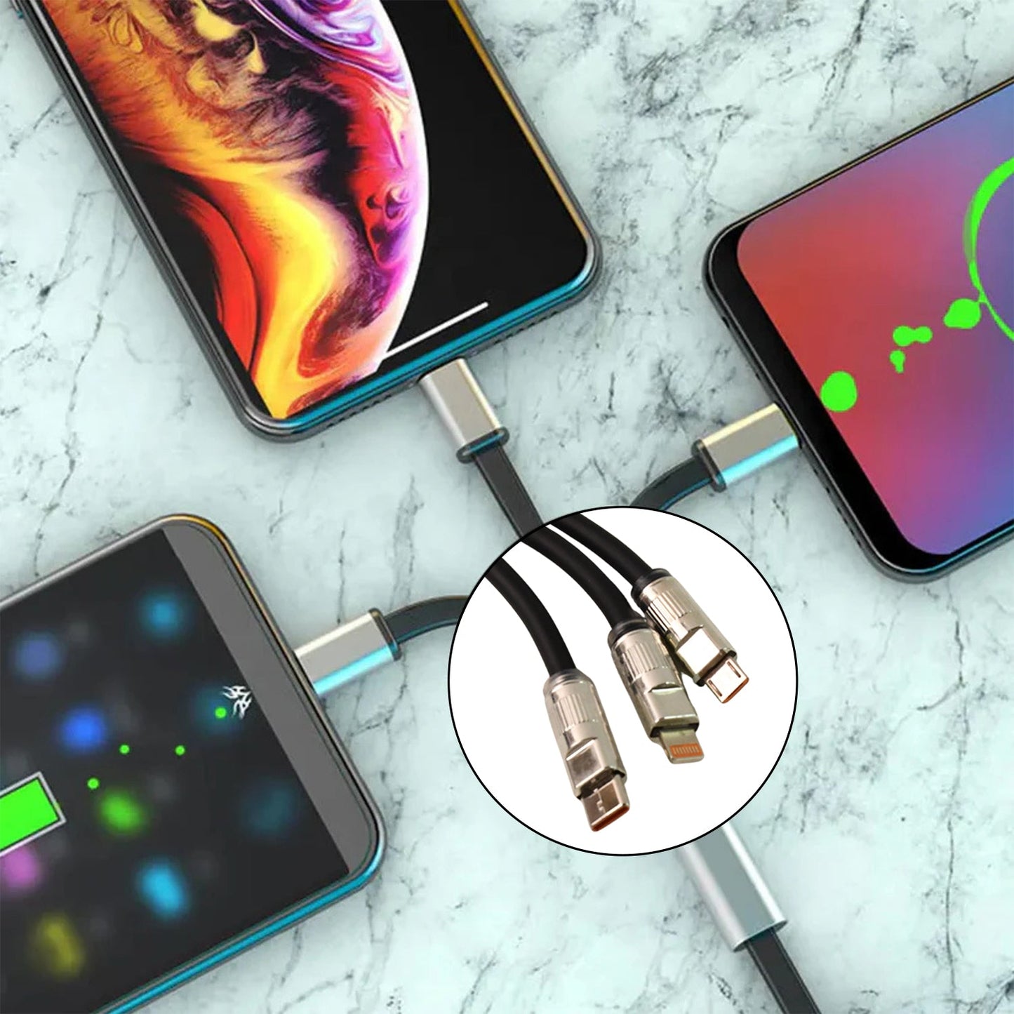 3 in 1 Multi Super Fast Charging Cable (1 Pc / 2 Mtr.) Your Brand