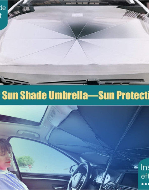 Dropdash car windshield sun shade umbrella providing effective sun protection for vehicles