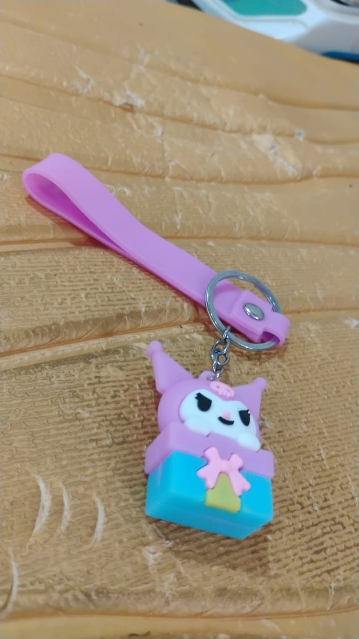 Cute Cartoon Silicone 3D Key Chain with Metal Hook & Strap (Pack of 1) Your Brand