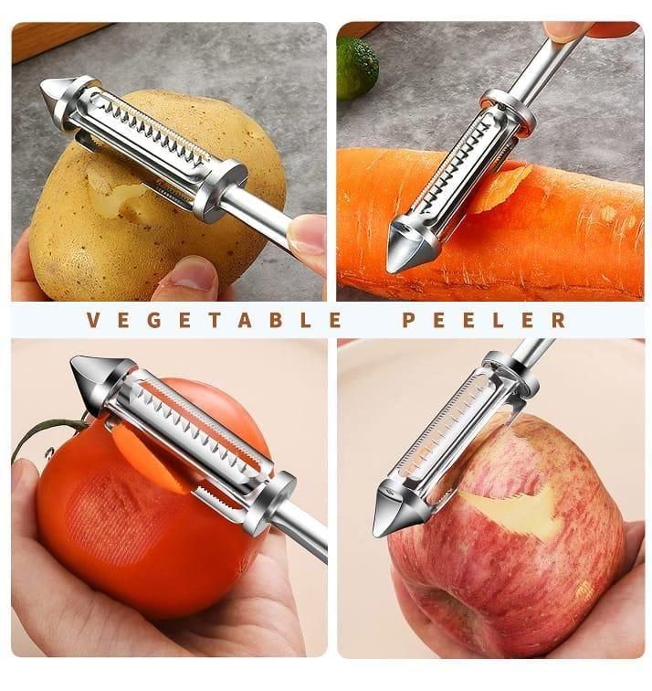 THE GIR FARMER stainless steel vegetable and fruit peeler set with julienne serrated blade for potatoes carrots tomatoes apples