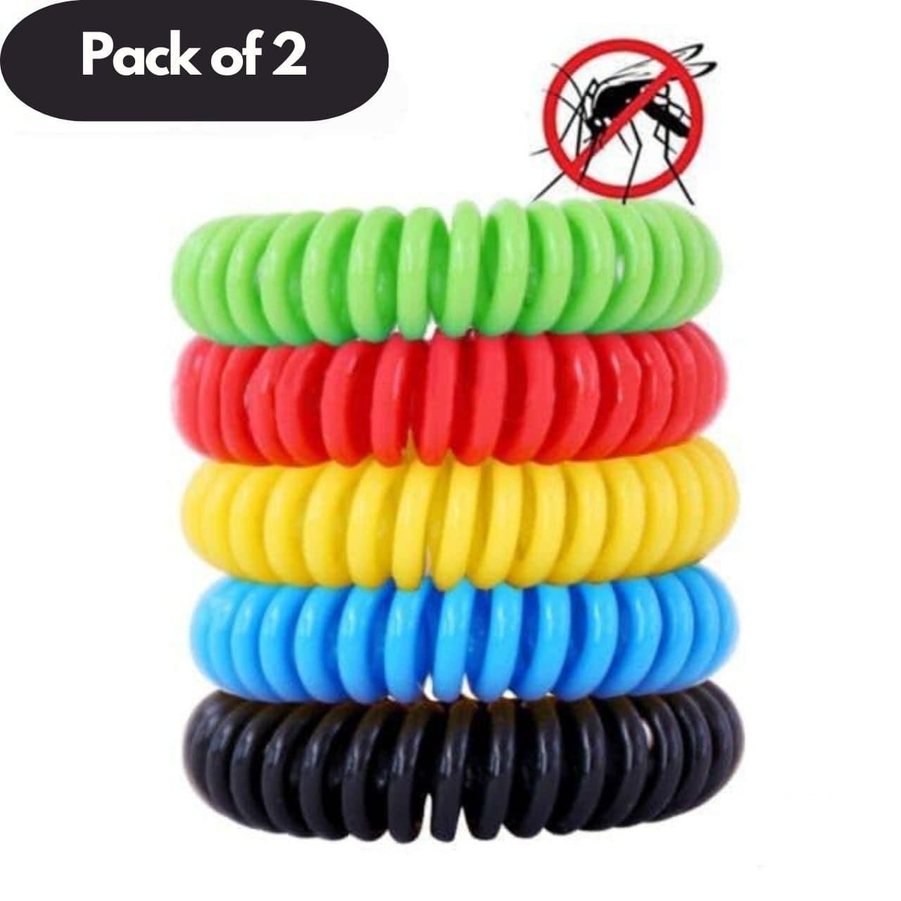 THE GIR FARMER chemical-free mosquito bracelet pack with colorful coil design in green red yellow blue and black