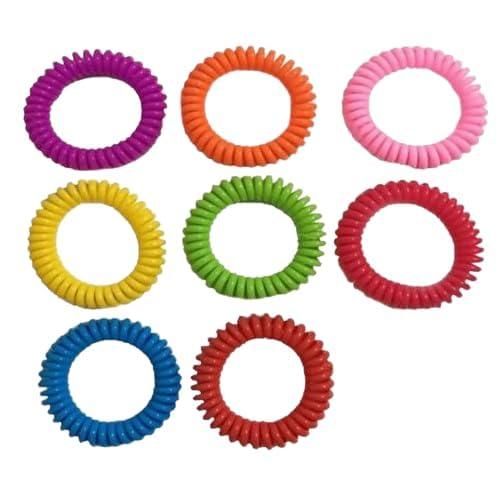 THE GIR FARMER chemical-free mosquito bracelet pack with colorful spiral bracelets in various colors