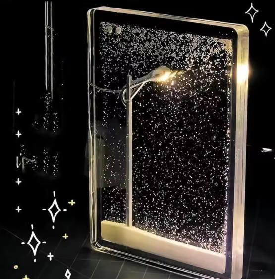 The Gir Farmer Christmas snow lamp decoration with illuminated streetlamp and falling snow effect in a clear frame