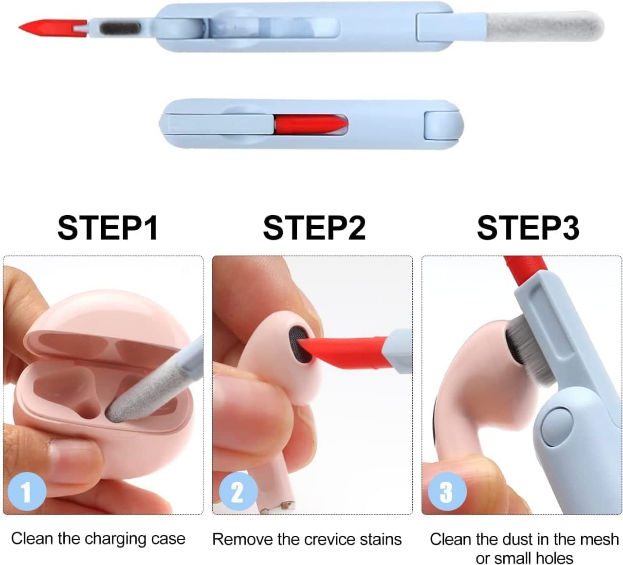 7 in 1 electronic cleaner kit with tools for cleaning charging cases and earbuds